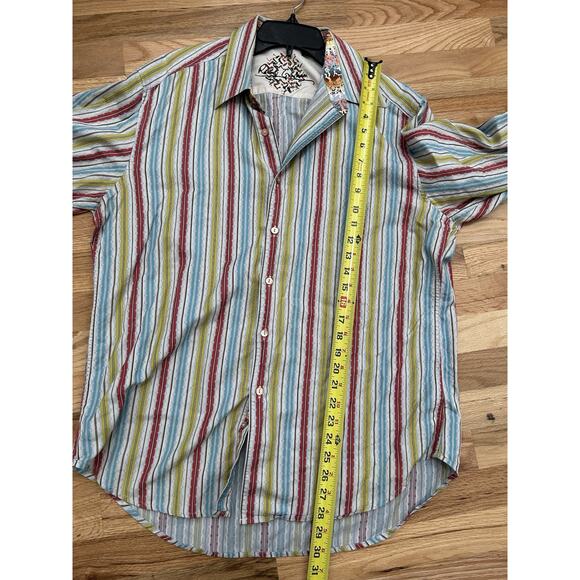 Robert Graham Rainbow Stripe Flip Cuff Button Up Shirt Men's Large L Exclusive - Picture 9 of 12